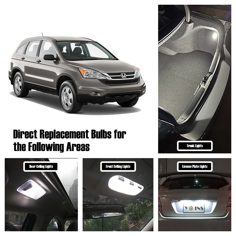 8 лампочек для Honda CRV CR-V 2007-2012 лампа освещения номерного знака