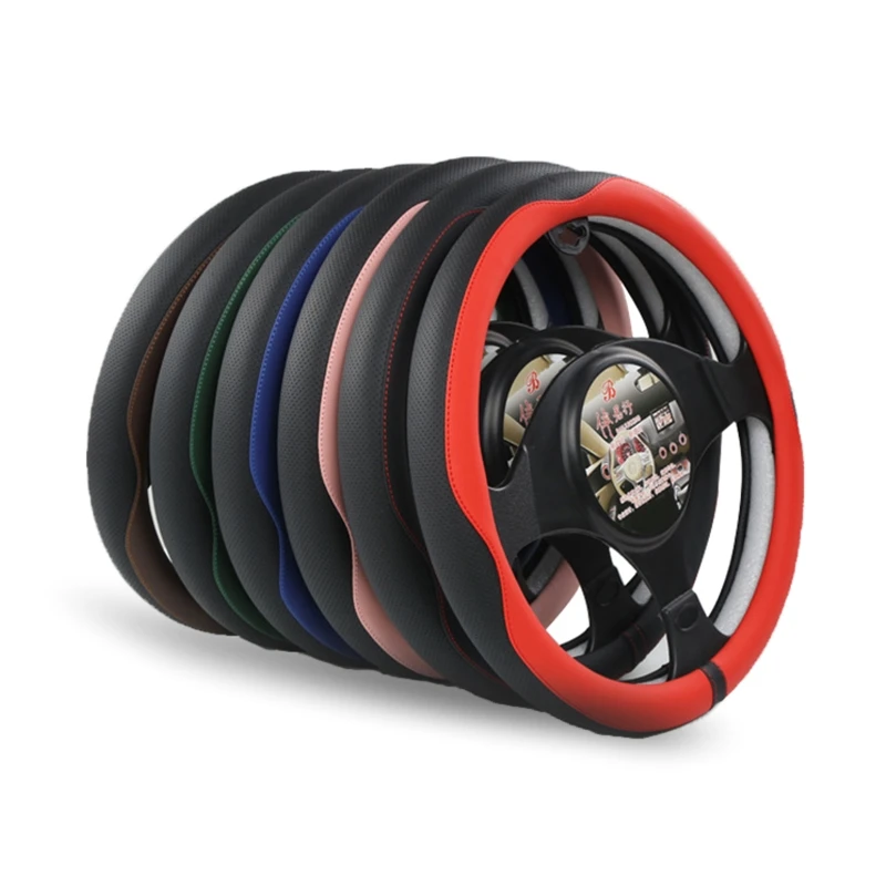 

Car Styling Steering Wheel Cover Skidproof Comfortable PU Leather for 15''