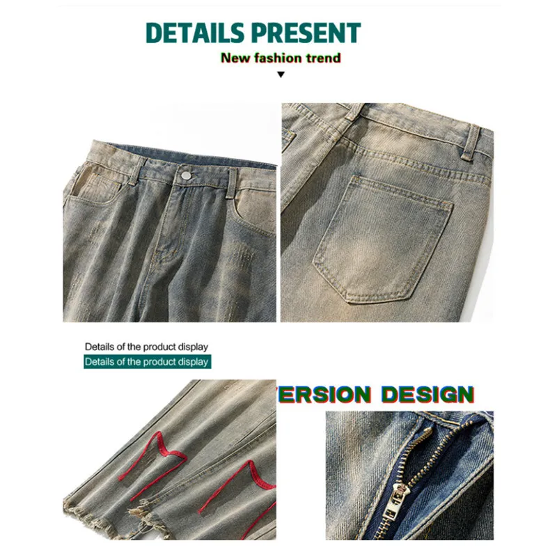 Y2K Casual Jeans Oversize Straight Leg Baggy Pants Vintage Old Style Trend Embroidered Trousers Mens Womens Hip Hop Streetwear