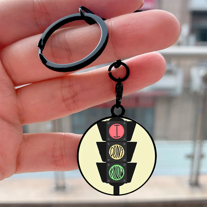 

Fashion I Don’t Know Traffic Lights Key Tag Motorcycles Cars Backpack Chaveiro Keychain For Friends Key Ring Gifts Accessories