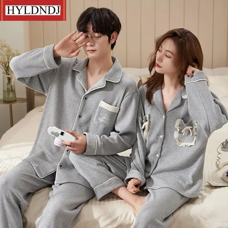 Sweethearts Spring Autumn New Pajamas Sets for Womens and Mens Loose Casual Cartoon Print Pyjamas 2Pcs Nightgown Homewear