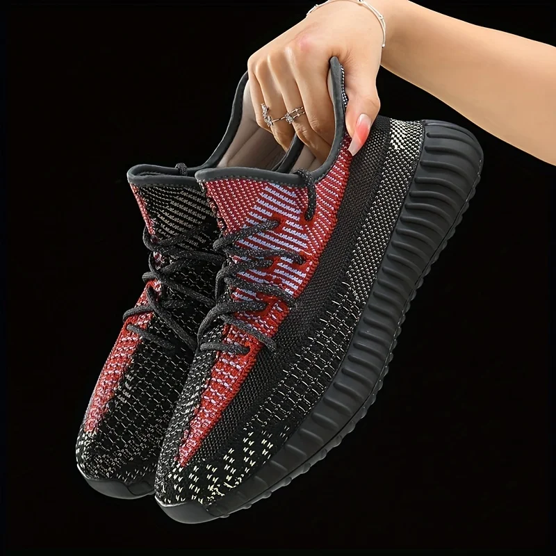 

Men's Knitted Breathable Lightweight Comfy Casual Shoes For Traveling Jogging, Spring And Summer
