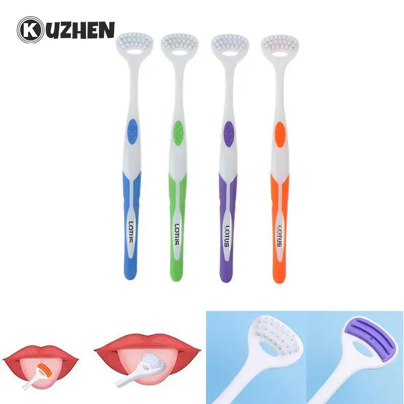 

1pc Double Side Tongue Cleaner Brush Nylon Tongue Scraper Toothbrush Fresh Breath For Tongue Clean Oral Care Tool Color Random