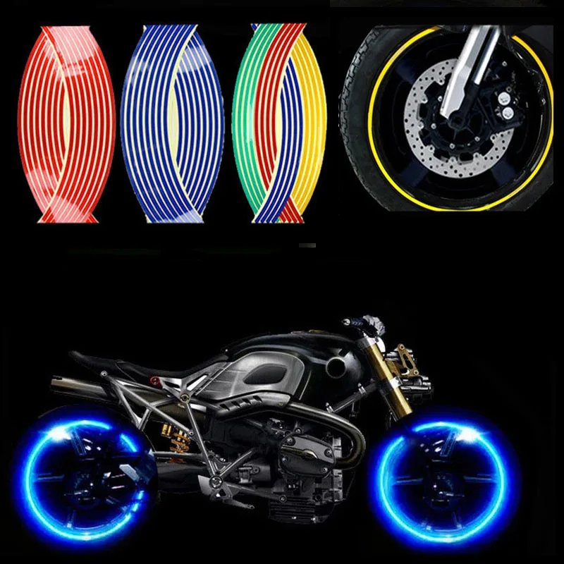 

Universal Motorcycle Stickers Wheel Tire Sticker Reflective Tape Suitable Auto Decal Bicycle Motorcycle Accessories