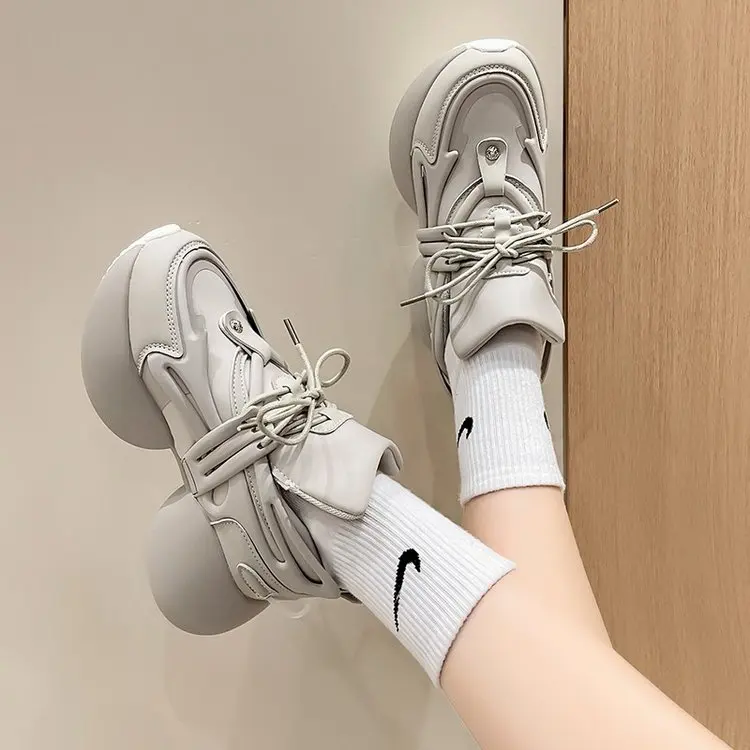 

Women Sneakers Genuine leather Platform Sneakers Women Casual Shoes Chunky Sneaker 6CM Increase Designer Thick Sole wiomen Shoes