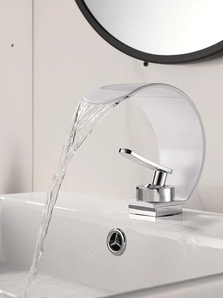 

C- Type Waterfall Faucet Washbasin Hot and Cold Creative Personality Bathroom Sink Faucet Household