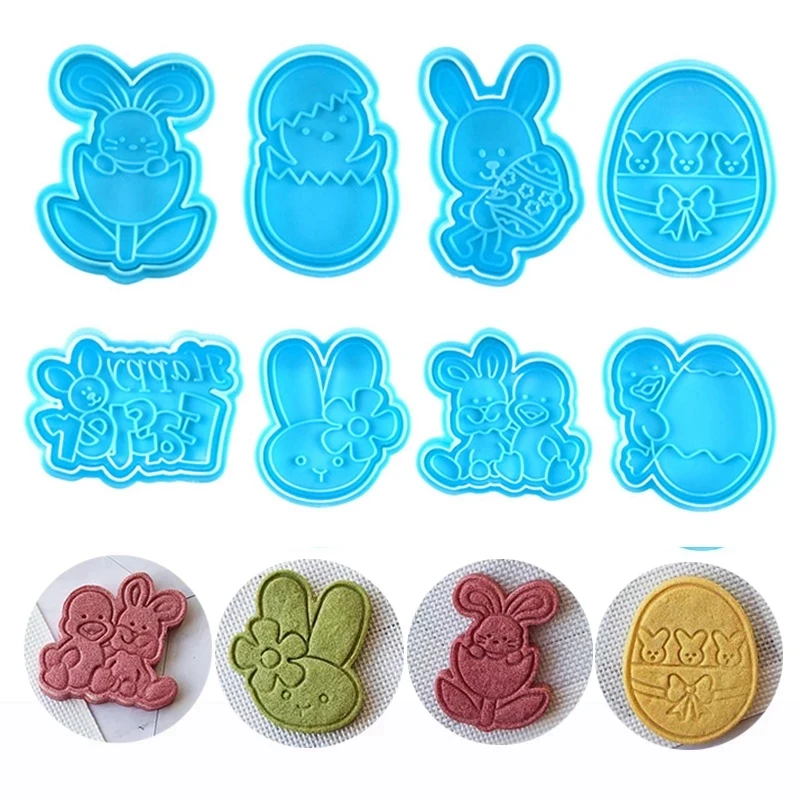 

4Pcs Easter Cookie Cutter Mold Easter Eggs Rabbit Chick Biscuit Fondant Moulds Kitchen Party Cake Decor Diy Animal Baking Tools
