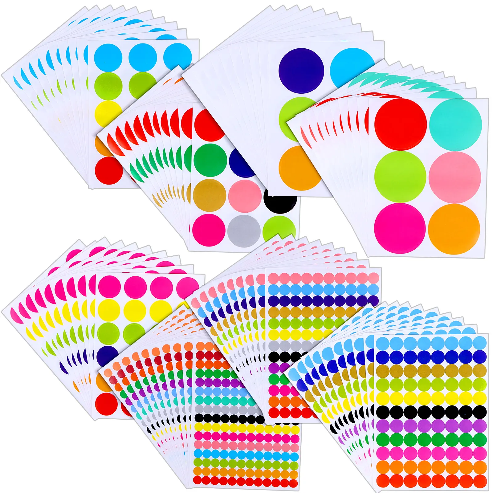 

9420Pcs/set 8 Sizes Round Color Dot Stickers For Organizing, Cataloging, Marking, Filing, Categorizing and Coding Labels