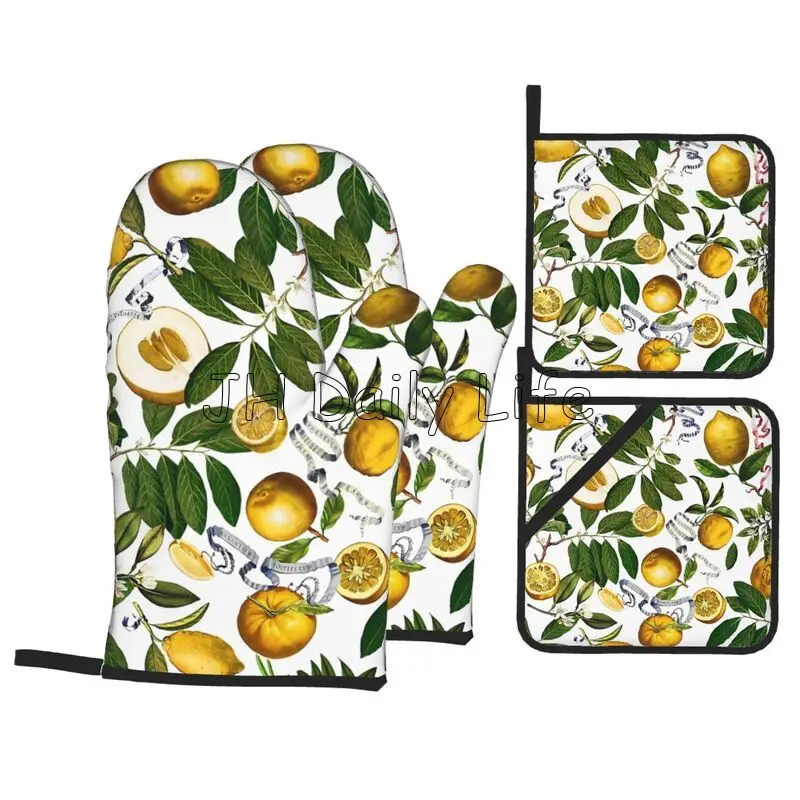 

Термостойкие рукавицы и подставки для кухни, набор из 4 штук, Lemon
