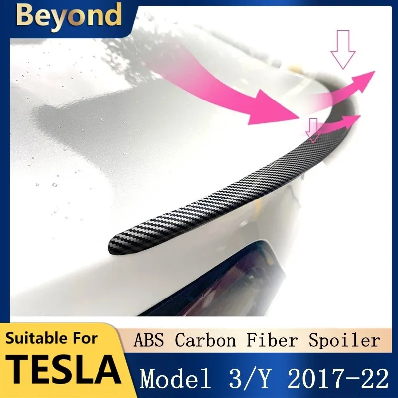 

Car Tail ABS Spoiler Carbon Fiber Pattern For Tesla Model 3 Y 2022 Original High-performance Exterior Modification Accessories
