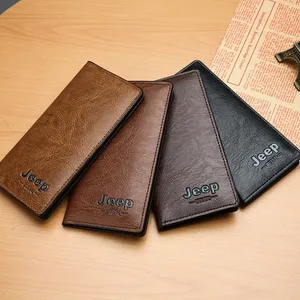 Retro Soild Coloer Men's Wallet PU Leater Long Clutch Bag Business Wallet Card Holder Coin Purse Mon
