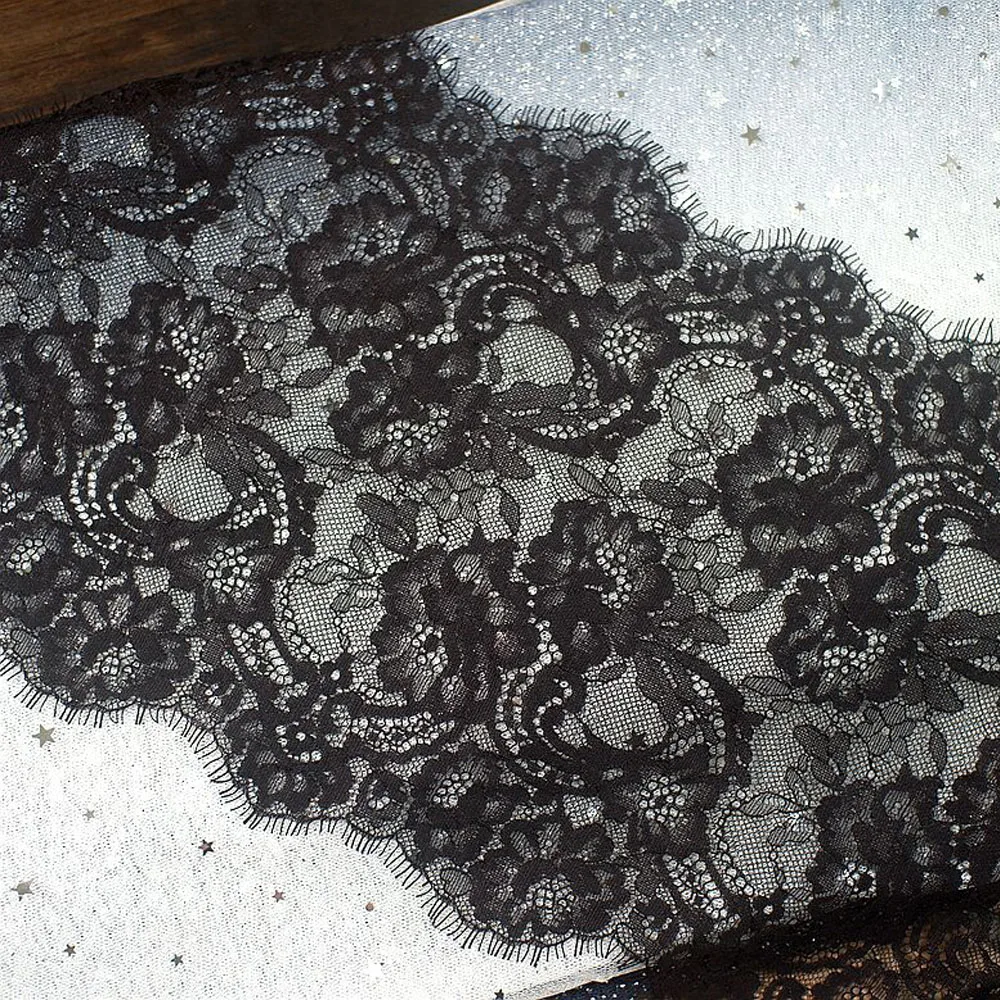 Черная кружевная отделка для ресниц шантильи рукоделие своими руками свадебные