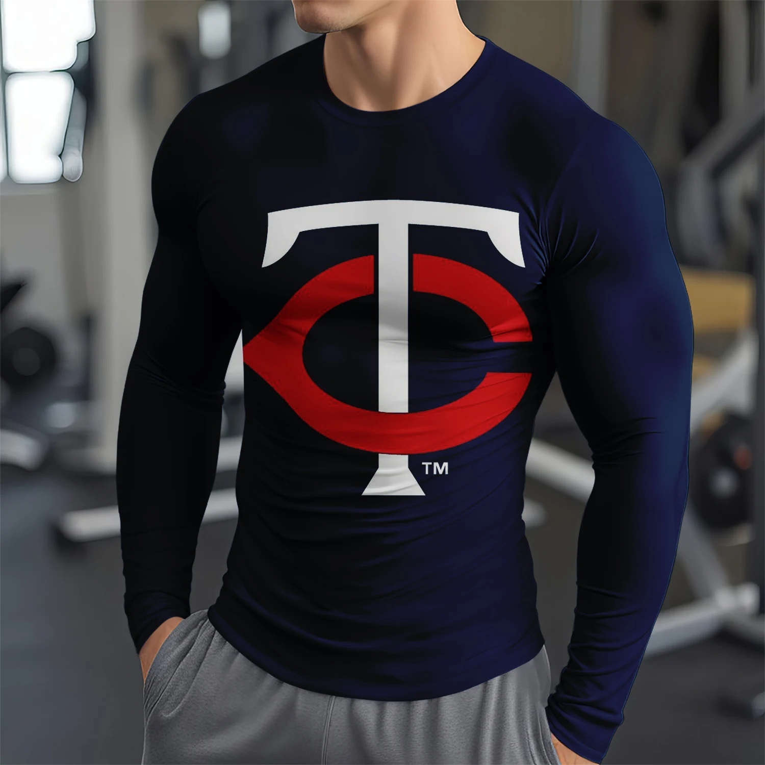 Мужская Футболка С Длинным Рукавом Бейсбольная Команда Пуловер 3D Принтом