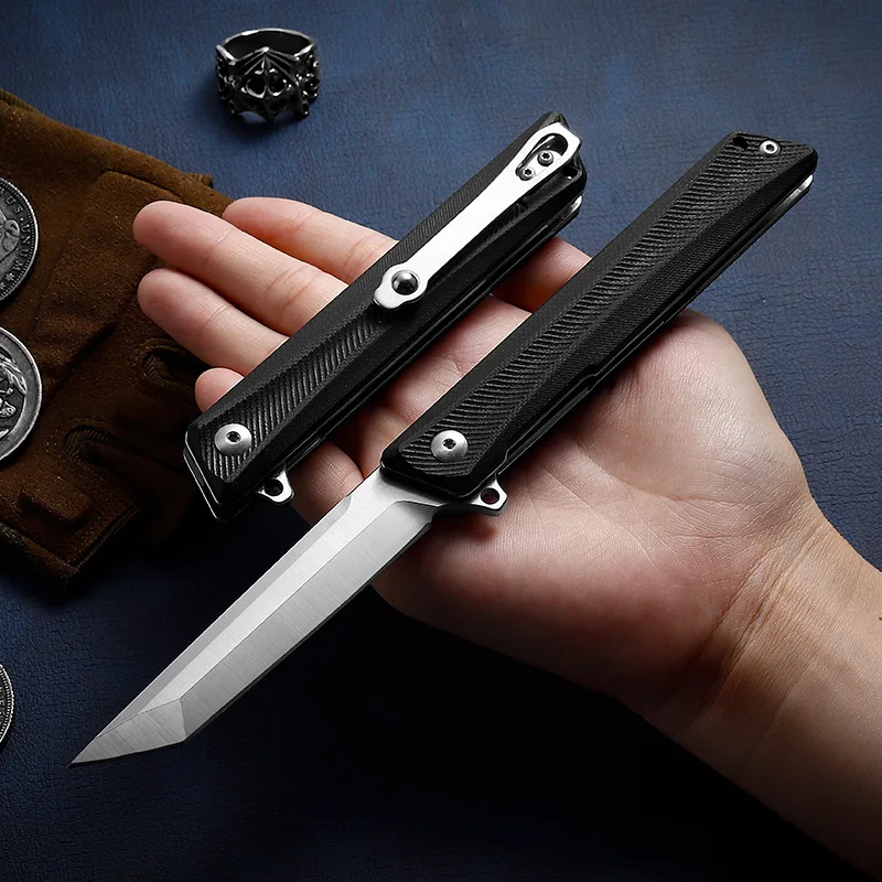 

New D2 Steel Antiskid G10 Material Handle Folding Knife Selfdefense Field Tactics M390 Blade Hunting Knife Camping Fishing Knife