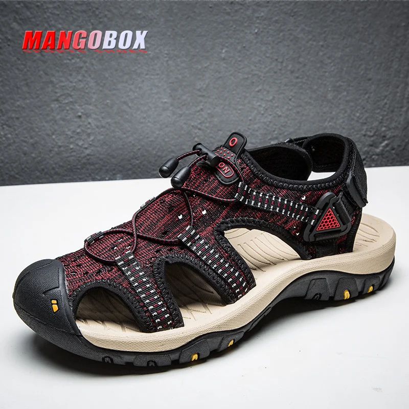 

New Summer Outdoor Sandals for Men Red Trekking Sandals Mens Anti Slip Wearable Hiking Mens Sandals Designer Sport Shoes Boy