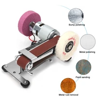 mini multifunctional electric belt sander belt grinder polishing cutter edges sharpener diy polishing machine with 10pcs belt