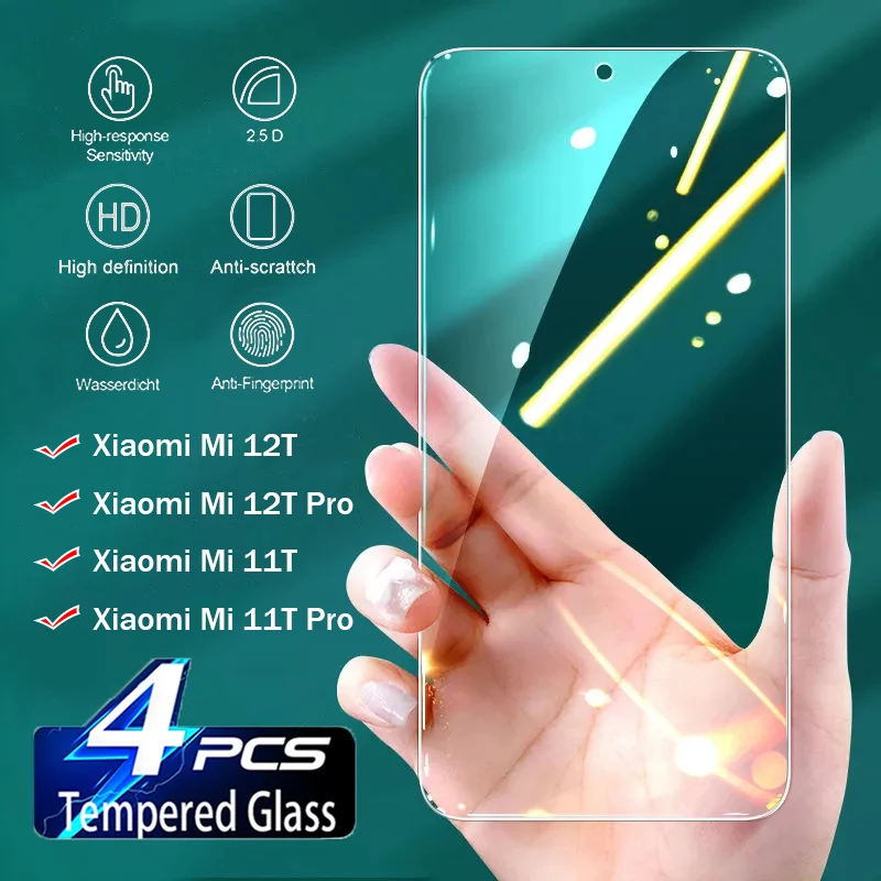 4Pcs Tempered Glass For Xiaomi Mi 10T 9T Pro 5G Screen Protector On For Xiaomi Mi 9T 10T Llite Pro HD Full Cover Glass Film