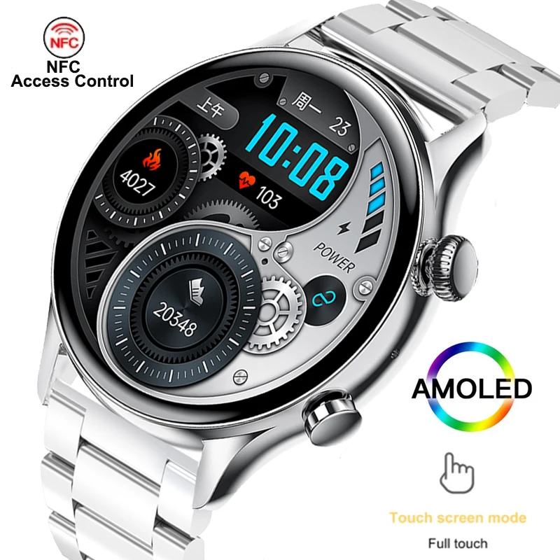 

NFC Smartwatch HD Pixel Display Screen Bluetooth Call Sport Watches Bluetooth Music Smart Watch For Men AMOLED Clock Android IOS