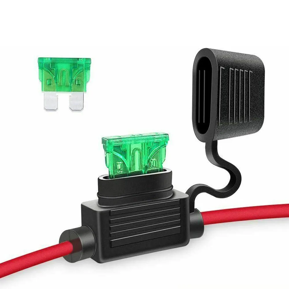 

5 Set Inline Standard Blade Fuse Holder Splash Proof DC 12V 30A 14AWG Fuses High Temperature Resistant Housing Main Use In Car