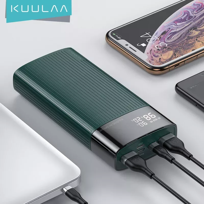 NEW KUULAA power bank 20000ma PD fast charging portable charger Quick Charge 3.0 power bank for XIAOMI Redmi Note 10 9 iphone 12