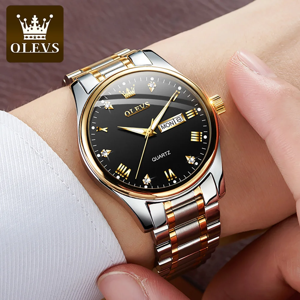 

OLEVS Fashion Business Watch Luxury Brand Mens Quartz Watches Luminous 30M Waterproof Weekly Calendar Display Relogio Masculino