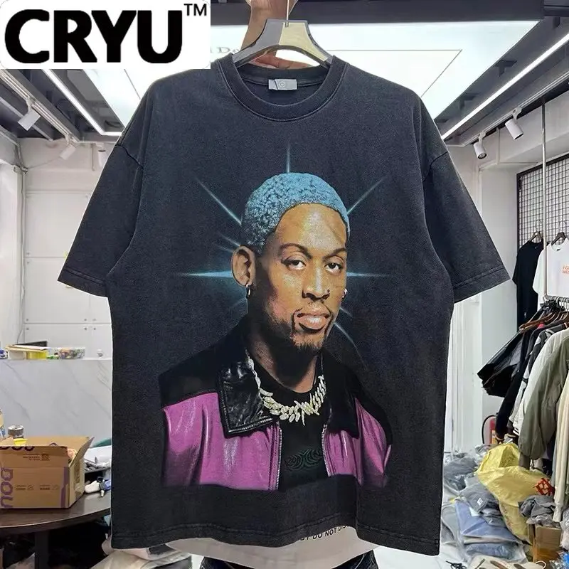 

CRYU Basketball Star hip-hop High Street water heavy wash short-sleeved shirts