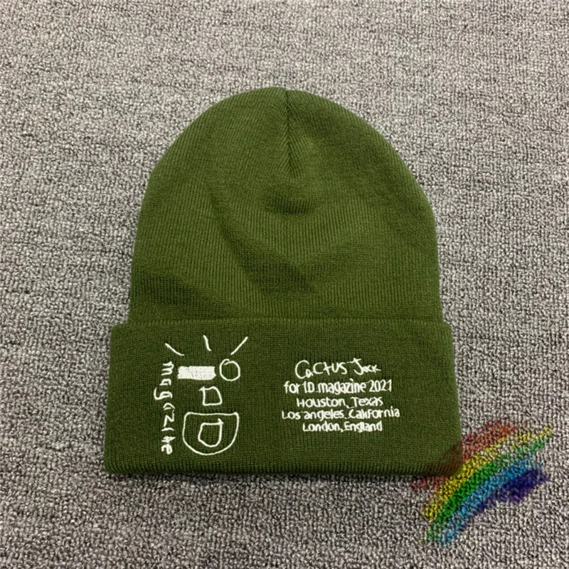 

Green Embroidery Travis Scott Cactus Jack Beanie Top Quality Hat Cap