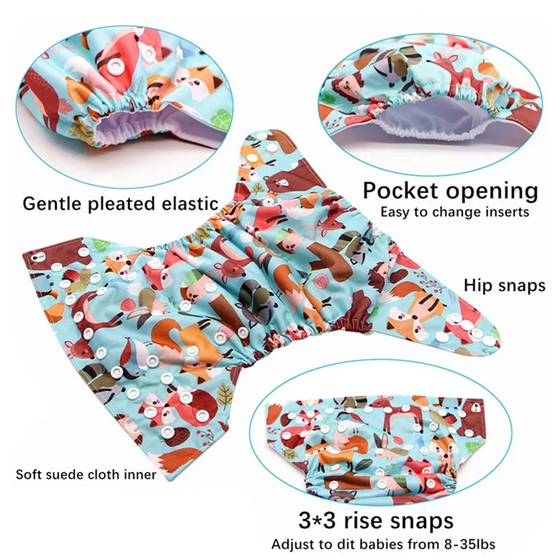 Free shipping breathable waterproof stay dry One size fits all beautiful printed pocket Cloth Diapers eco-friendly cloth nappy