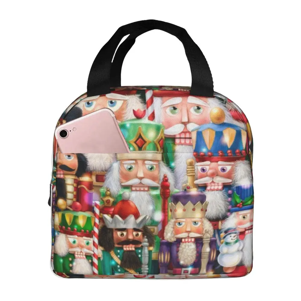 

Lunch Bag for Men Women Festival Of Nutcrackers Thermal Cooler Waterproof Picnic Travel Canvas Tote Bento Pouch
