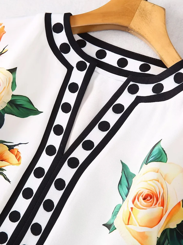 Женское платье макси с круглым вырезом Расклешенным рукавом и цветочным принтом