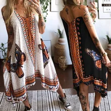 Ladies Hot Sale Spring/Summer New Style Print Sexy Open Back Irregular Ladies Dress (2)