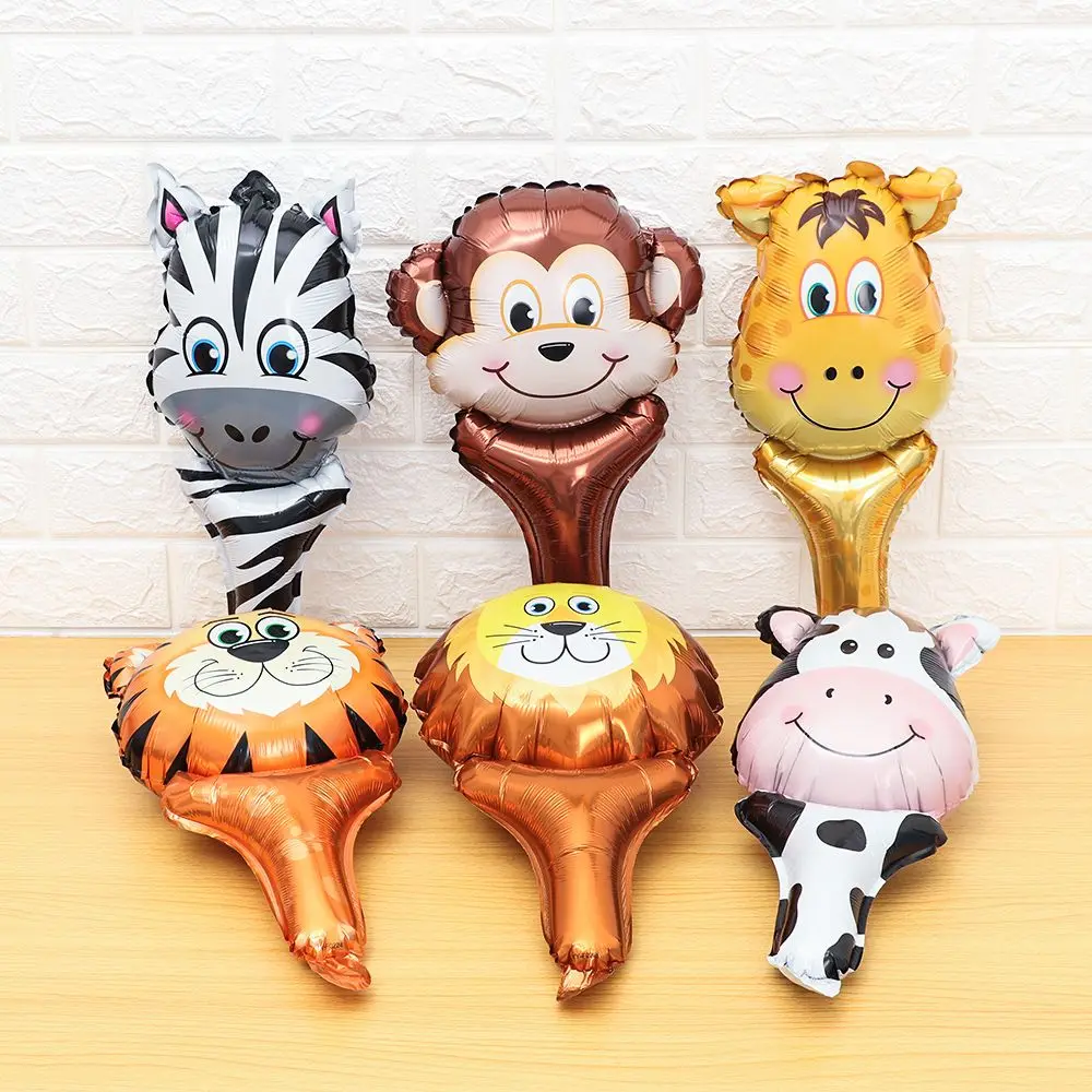 Baby Shower Party Supplies Tiger Lion Monkey Giraffe Cow Safari Jungle Animal Head Kids Inflatable Toys Foil Balloon