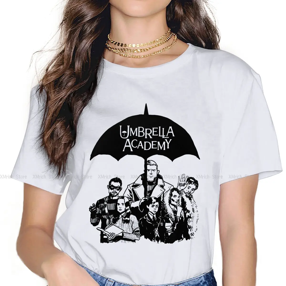 

Sketch Women T Shirts The Umbrella Academy Reginald Hargreeves Luther Novelty Tees Short Sleeve Round Collar T-Shirts Cotton