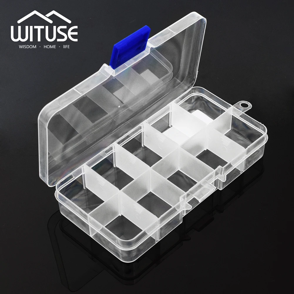 

Plastic 10/15 Slots Adjustable Jewelry Storage Box Case Craft Organizer Clear Storage Box Case Jewelry Bead Screw Organizer