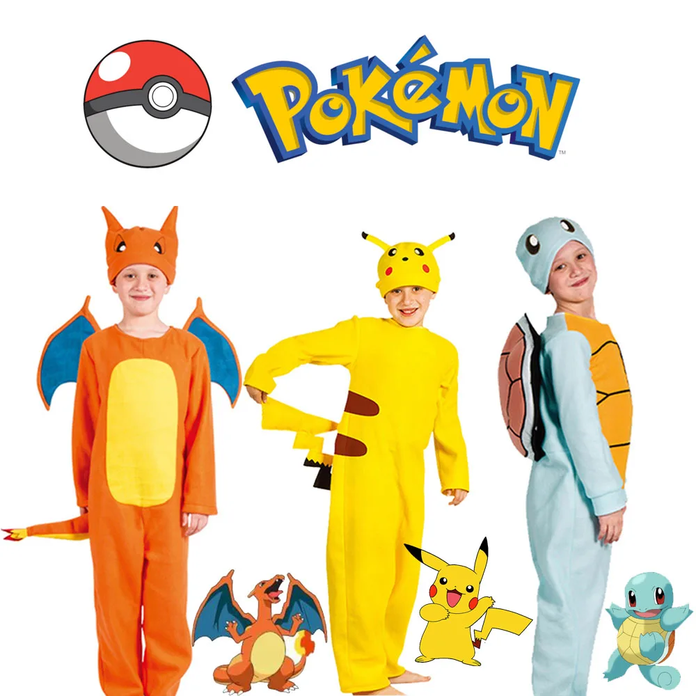 

Pokemon Pajamas Onesie Kids Creative Cosplay Charmander Squirtle Pikachu Anime Figure Role-Playing Show Clothes Children Gifts