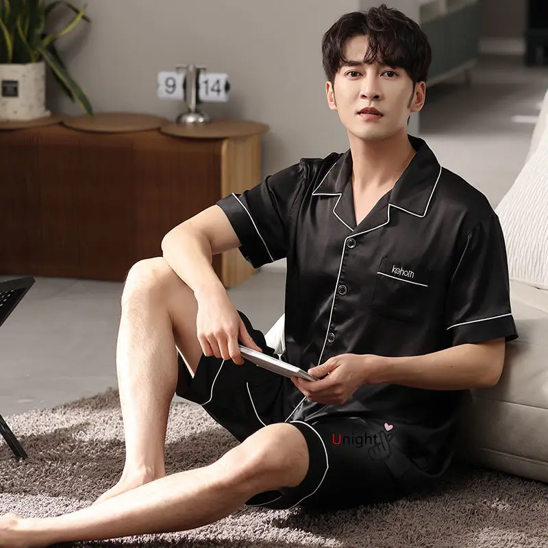 Пижама с брюками одежда для сна пижама папы мягкая Роскошная Летняя мужская из