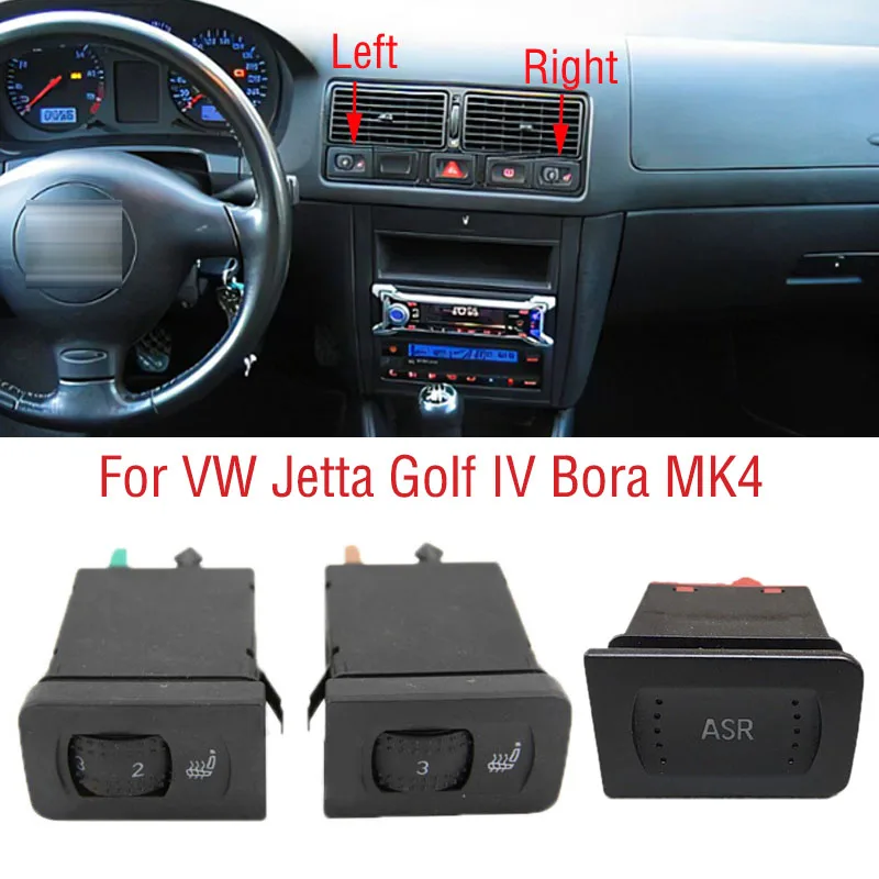 

For VW Jetta Golf IV Bora MK4 R32 GLI GTI TDI Car Front ASR Traction Seat Heated Heating Switch Control Button