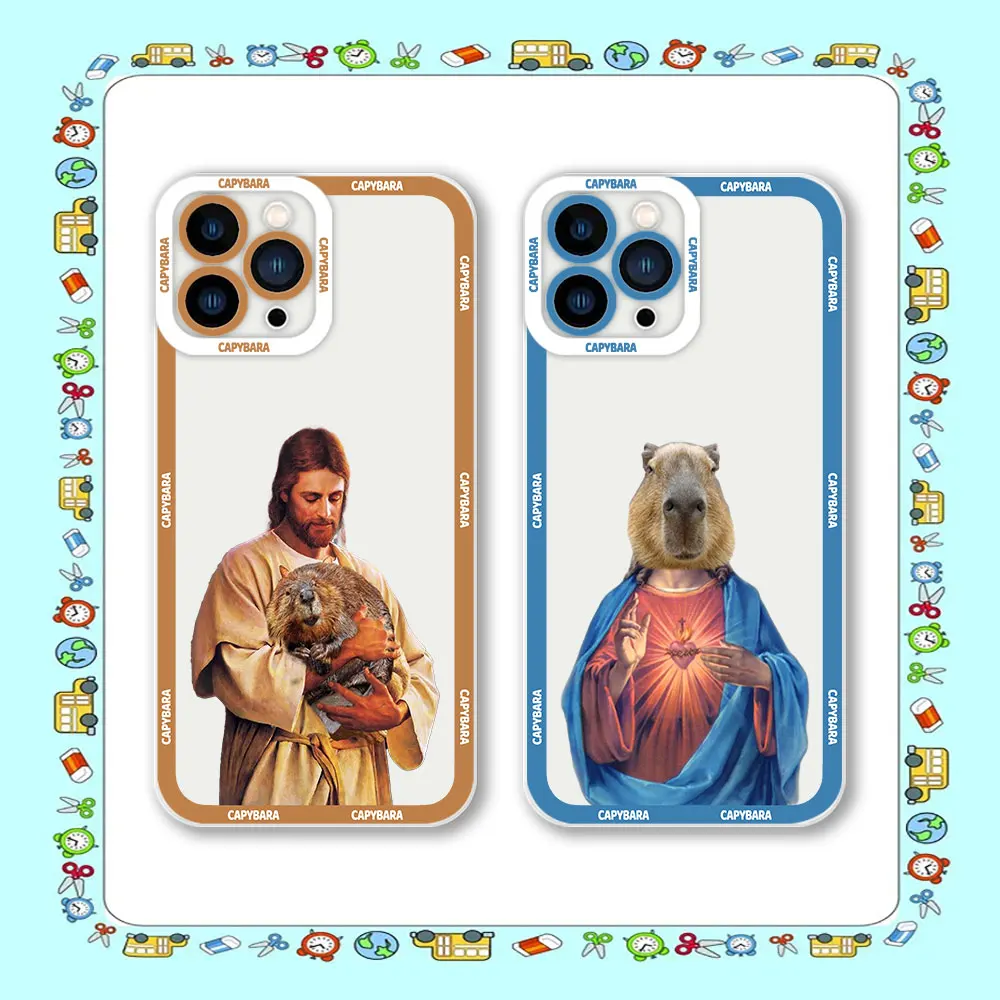 

Cute Funny Capybara Animal Cqoue Phone Case For iPhone 15 14 13 12 11 Pro Max Mini 8 7 6S Plus SE X XR XS Clear Soft Cover Funda