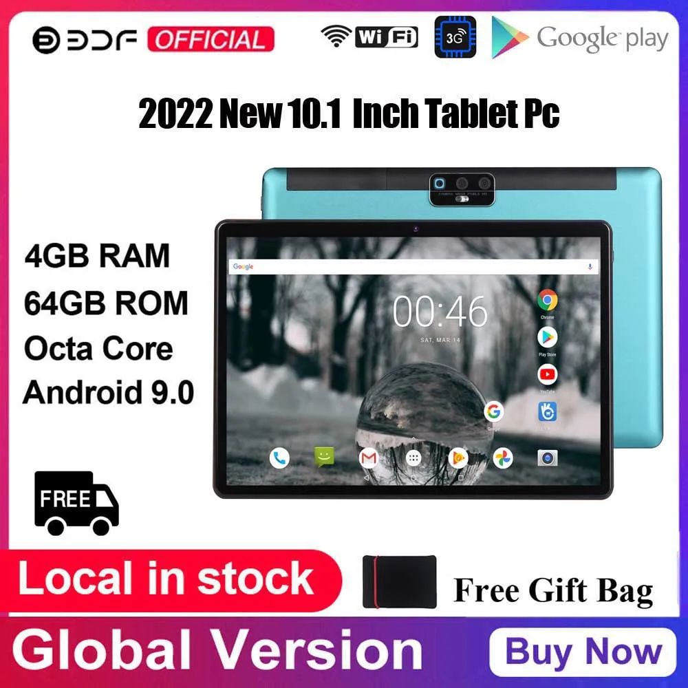 2022 Pro 10.1 Inch Tablet Android 9.0 Octa Core Dual SIM 3G Phone Calls 4GB/64GB Pad Tablet WiFi Bluetooth GPS Hipad Tablets Pc