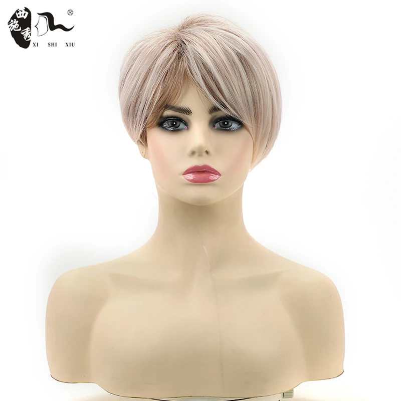 

Короткий синтетический парик с эффектом Фея Омбре блонд коричневый парик для женщин прямые пушистые Многослойные волосы косплей Лолита па...