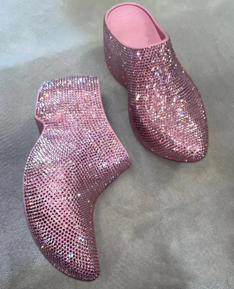 

Women Mules Flat Shoes Platform Slippers Lady Sandy Beach Vacation Thick Sole Slides Party Shoes Woman Thick Mid Heels Sandals