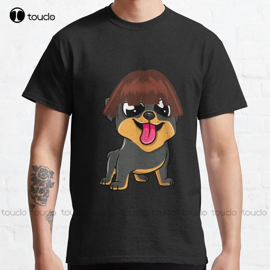 

Dog With Wig Classic T-Shirt Orange Shirts For Women Cotton Outdoor Simple Vintag Casual T-Shirt Gd Hip Hop Xs-5Xl New Popular