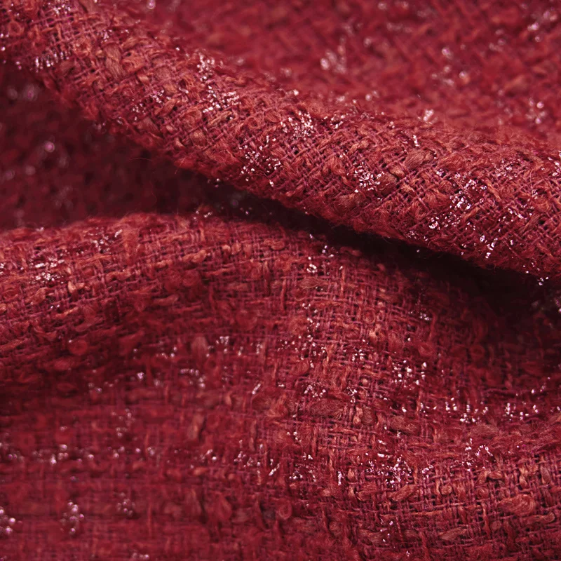 

Grand PalaisYarn Red Wool Weave Tweed Fabric For Coat Dress Suits Telas Por Metro Tissus Au MÈTre Ткань Для Шитья Sewing