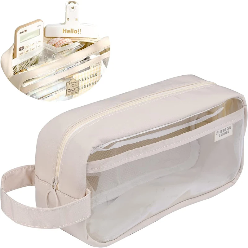 

Stationery Supplies Aesthetic Transparent Pen Case Zipper Pencil Pouch School Students Supplies Large Capacity Pencil Bag