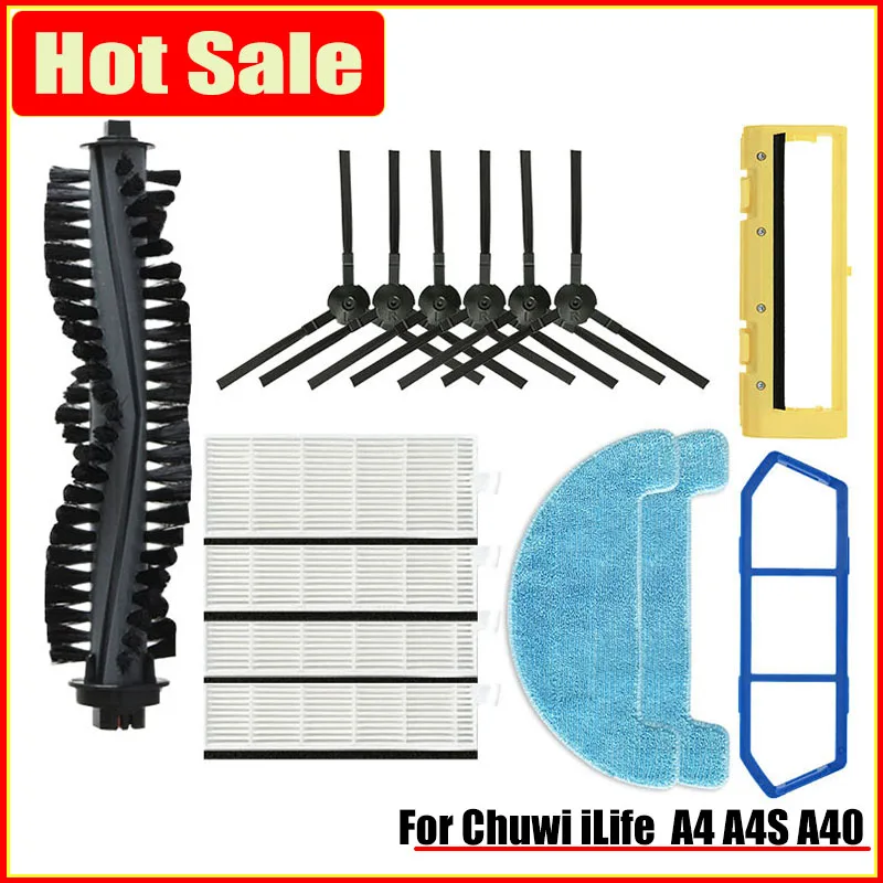 

For Chuwi iLife A4 A4S A40 Polaris PVCR 0726 0826 0926 Main Brush Hepa Filter Mop Replacement StrainerRobot Vacuums Accessories