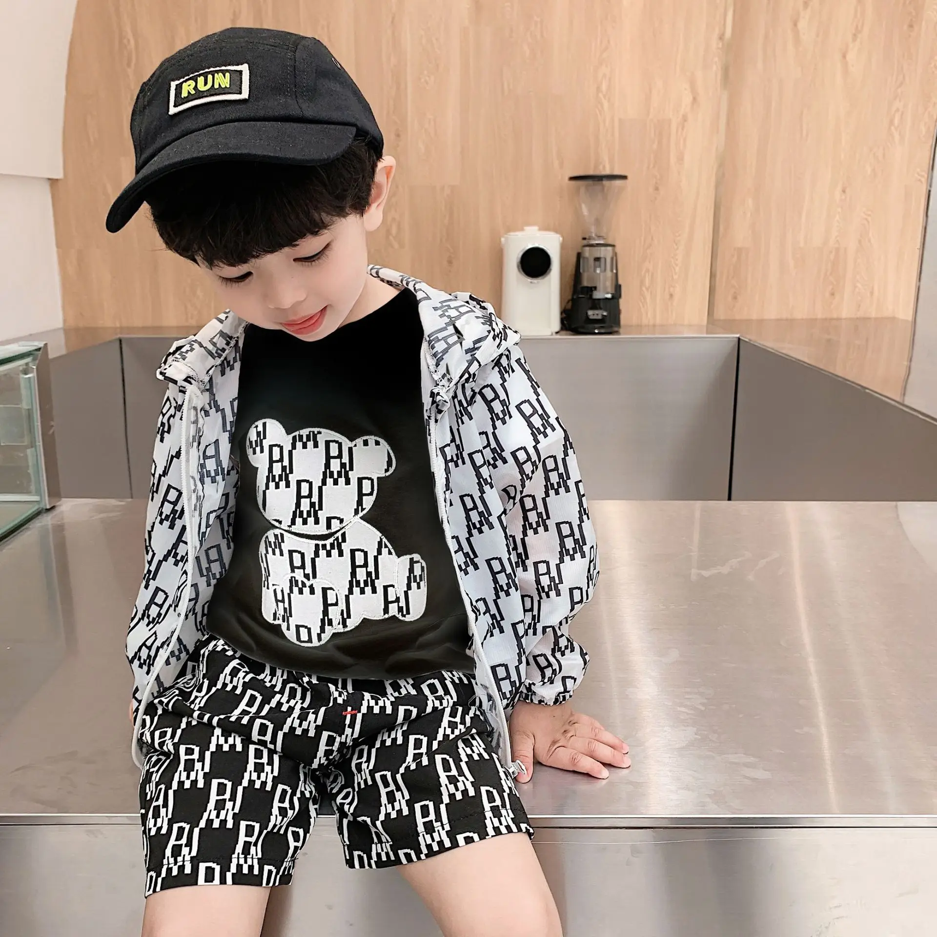 3 шт./комплект тонкая Солнцезащитная кофта + футболка шорты |