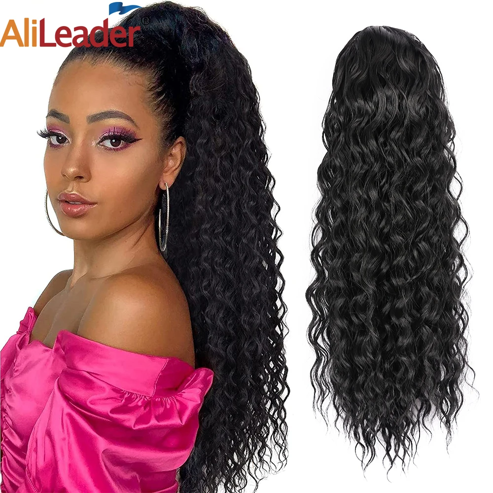 

Synthetic Curly Ponytail Extensions 16"22Inch Long Kinky Curly Ponytail Hairpiece Chip-In Hair Extension High Temperature Fiber