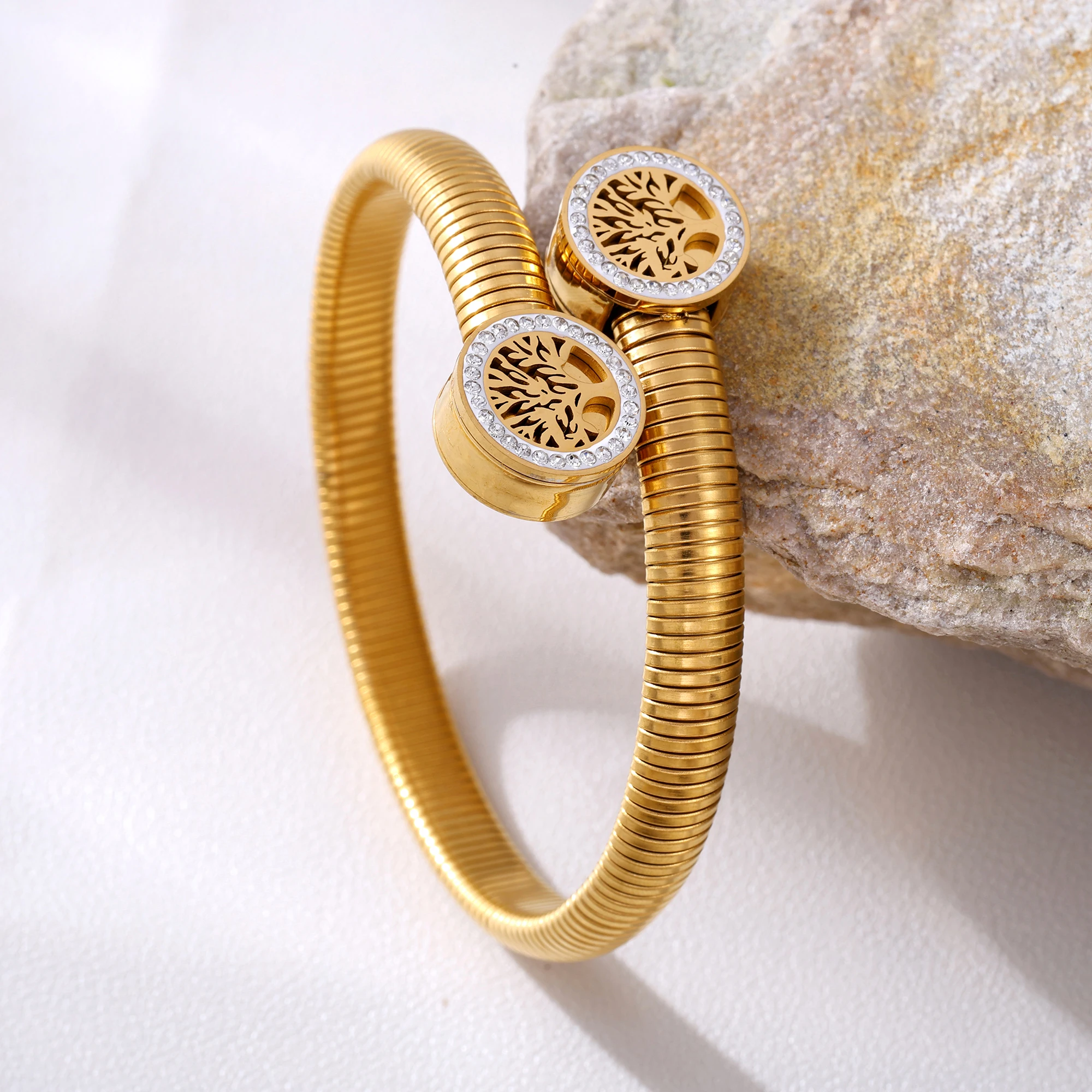 Браслет Древо жизни из нержавеющей стали браслеты для женщин позолоченные 18