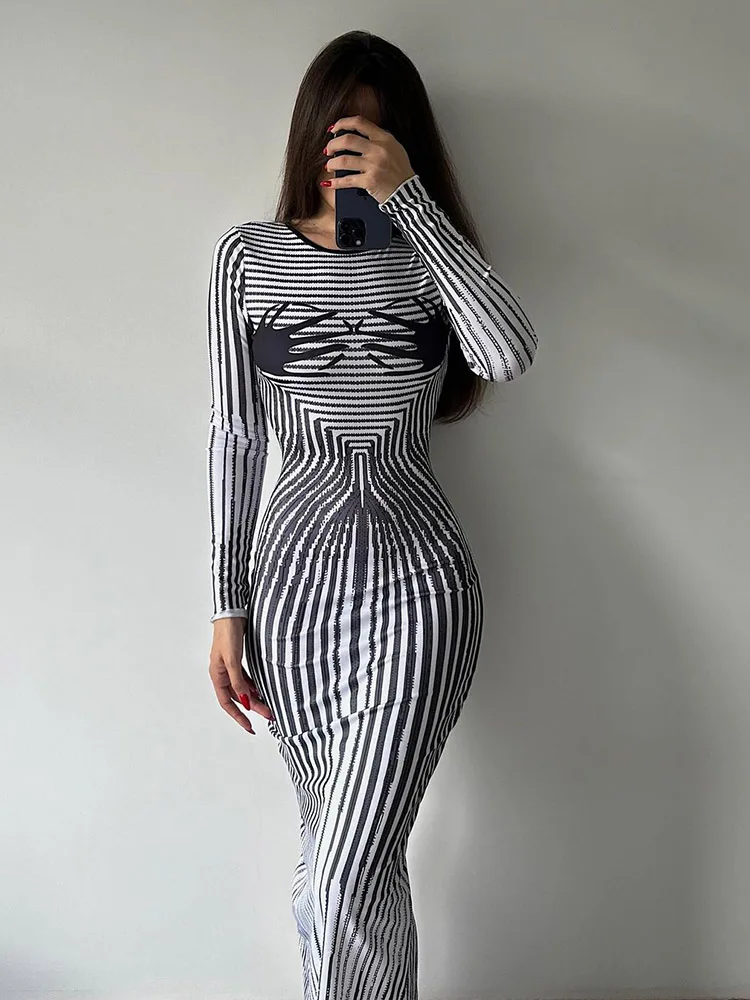 Женское платье-футляр CNYISHE в полоску