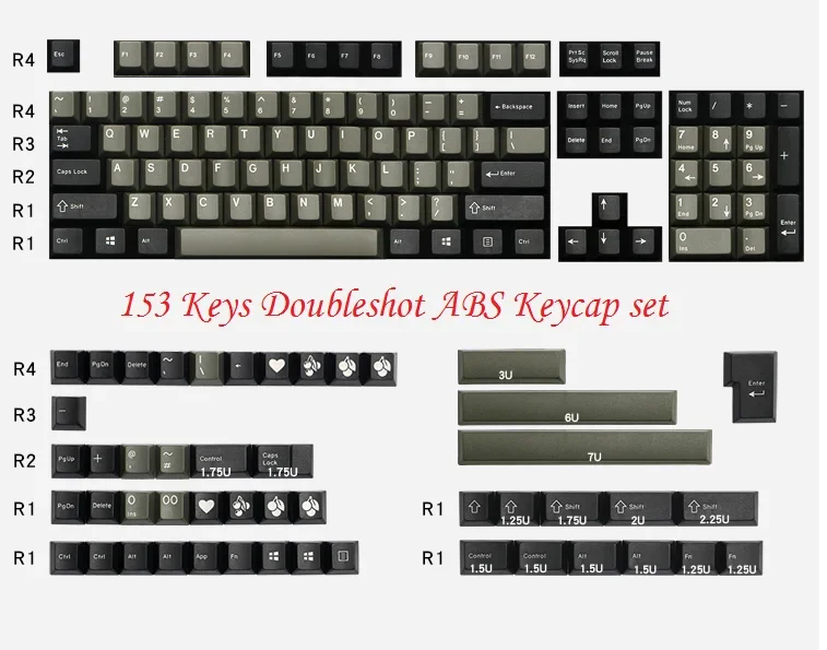 153 клавиш Enjoypbt Dolch Doubleshot ABS колпачки для cherry profile mx механическая клавиатура полный